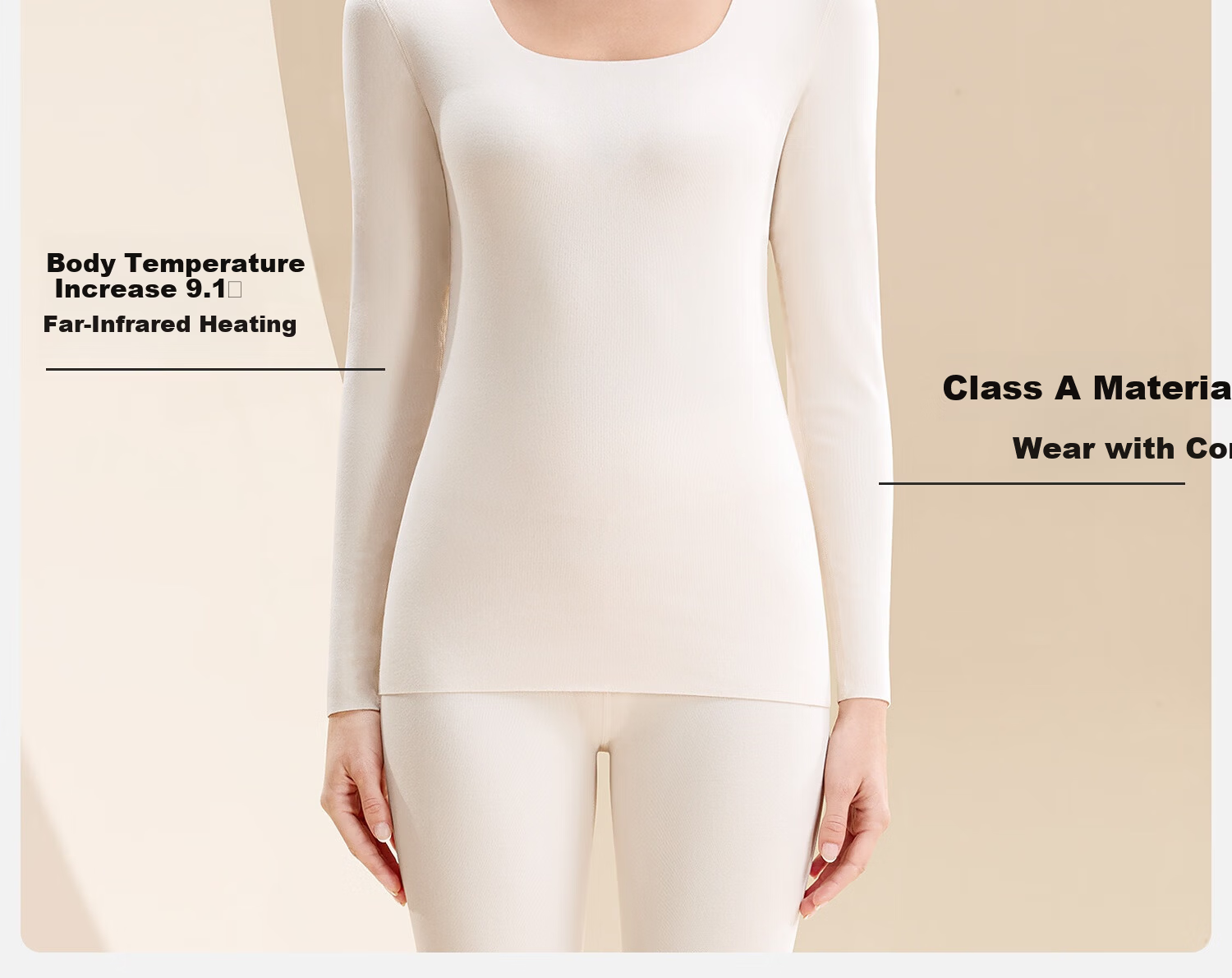 Ordifen Women's Thermal Underwear Set A-Class Seamless Fleece Lined Heat Retaining Antibacterial Autumn Winter Fleece Top and Bottom Set 5