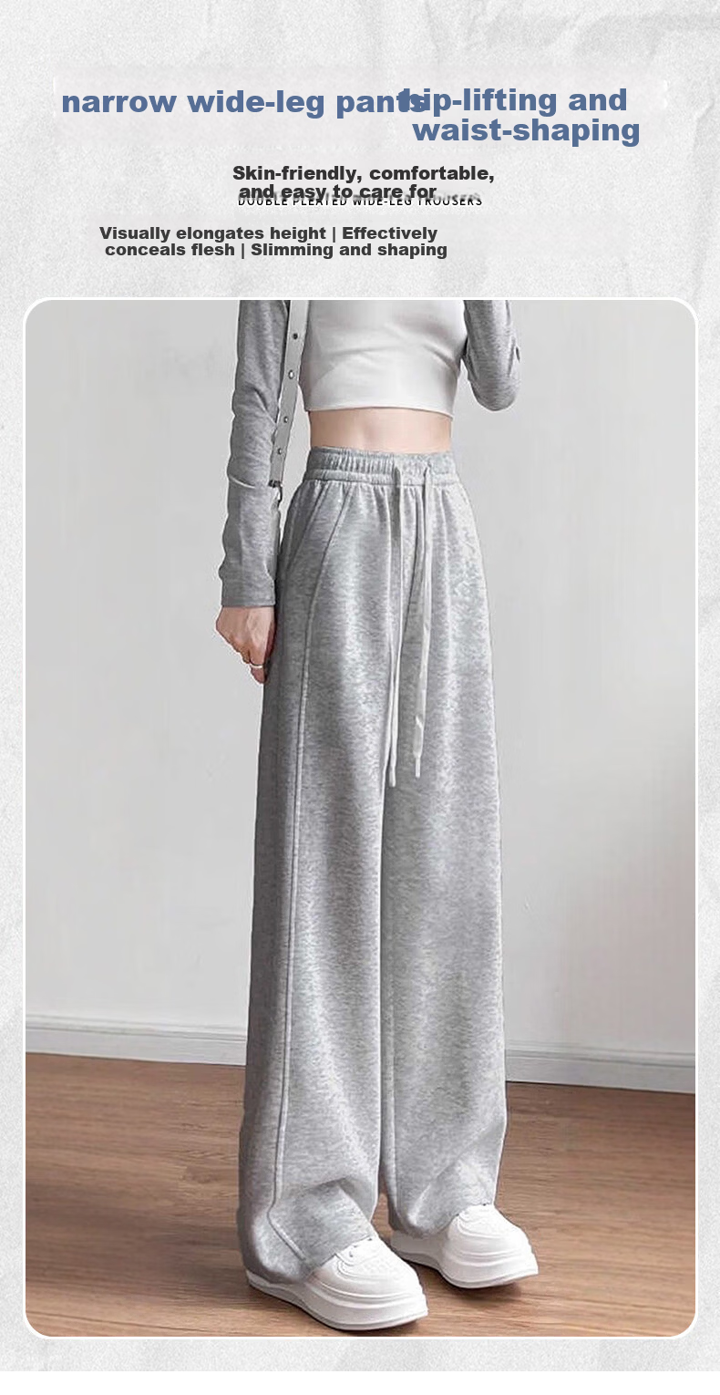 Modal Pants for Women 2026 Spring Summer New High Waist Slimming Loose Draped Banana Sweatpants Straight Wide Leg Casual Trousers 1