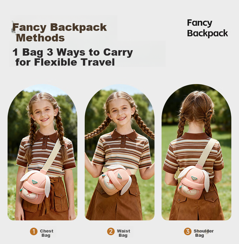 Germ Multifunctional Mini Kids Crossbody Bag Water-Resistant Lightweight Chest Bag Outdoor Travel Bubble Rabbit 3-10 Years 5