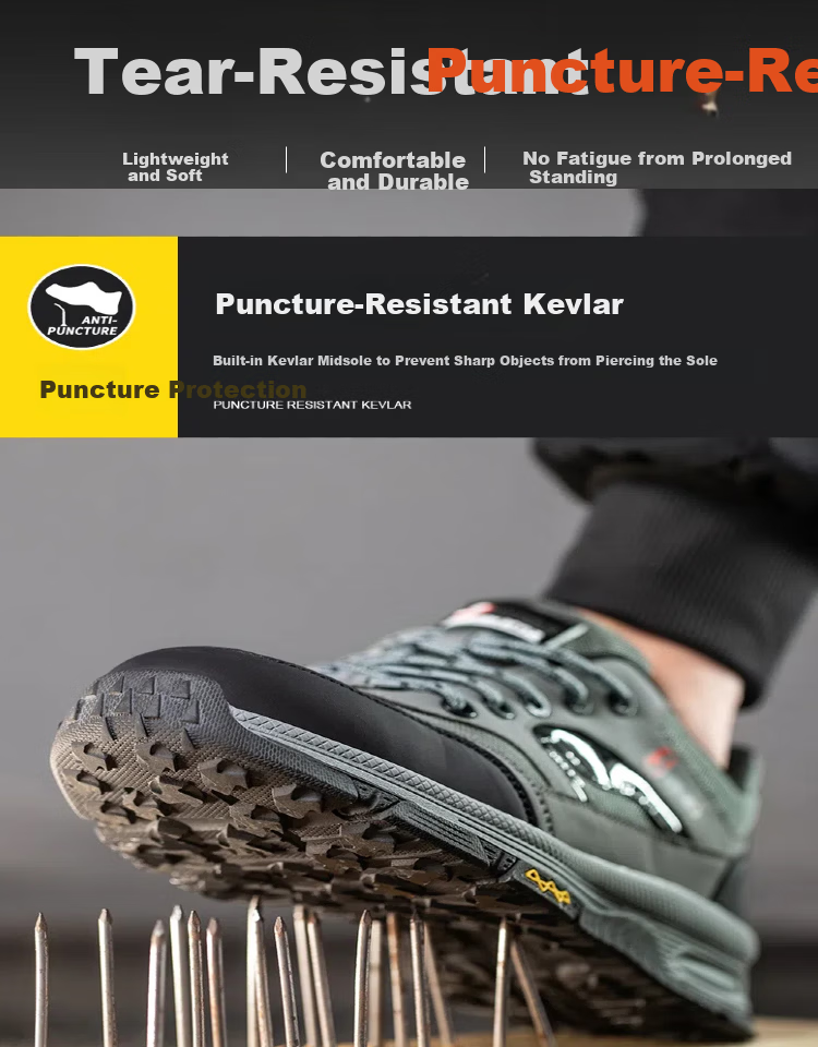SONTAS Men's Summer Breathable Mesh Safety Shoes Anti-Smash Anti-Puncture Steel Plate Steel Toe Lightweight Ultra-Soft Work Insulated Size 40 Comfortable Ultra-Light Black All-Season Safety Shoes 6