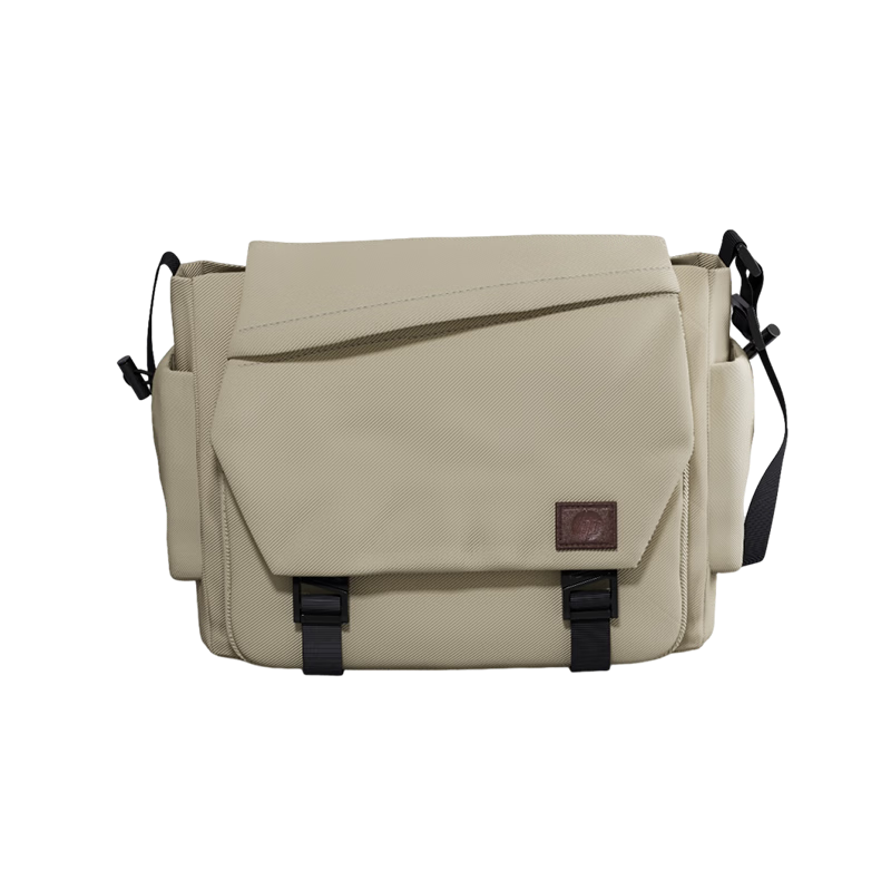 HP Men's Casual Large Capacity Khaki Crossbody Shoulder Bag with Magnetic Buckle for Commuting and Travel