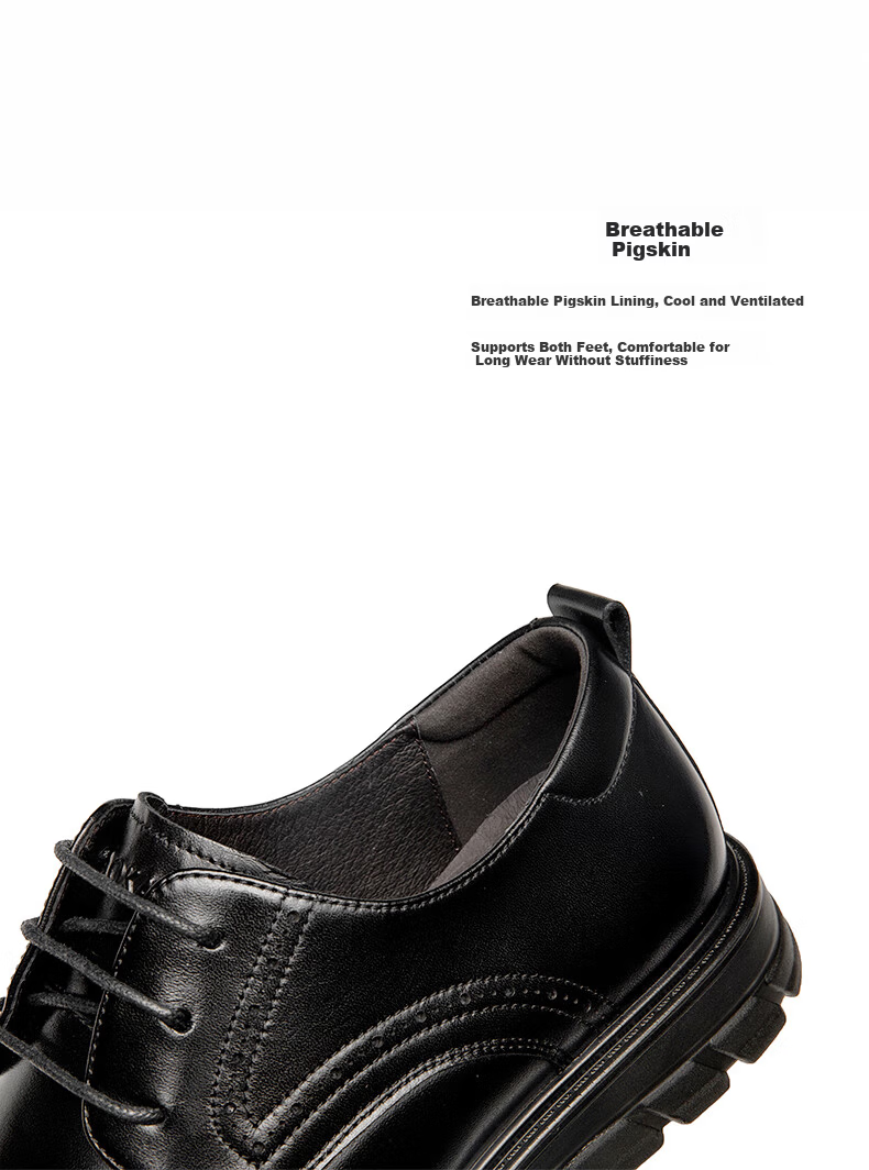 Aokang Business Casual Leather Shoes for Men, Black, Size 38 3