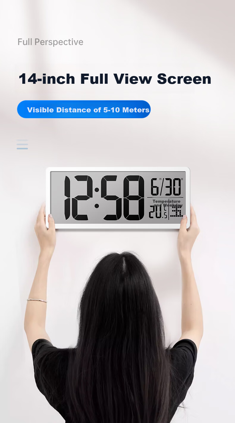 Mazhi Digital Wall Clock Electronic Desk Clock Living Room Table Clock Wall-Mounted Clock Perpetual Calendar Table Clock Creative Alarm Clock White 4