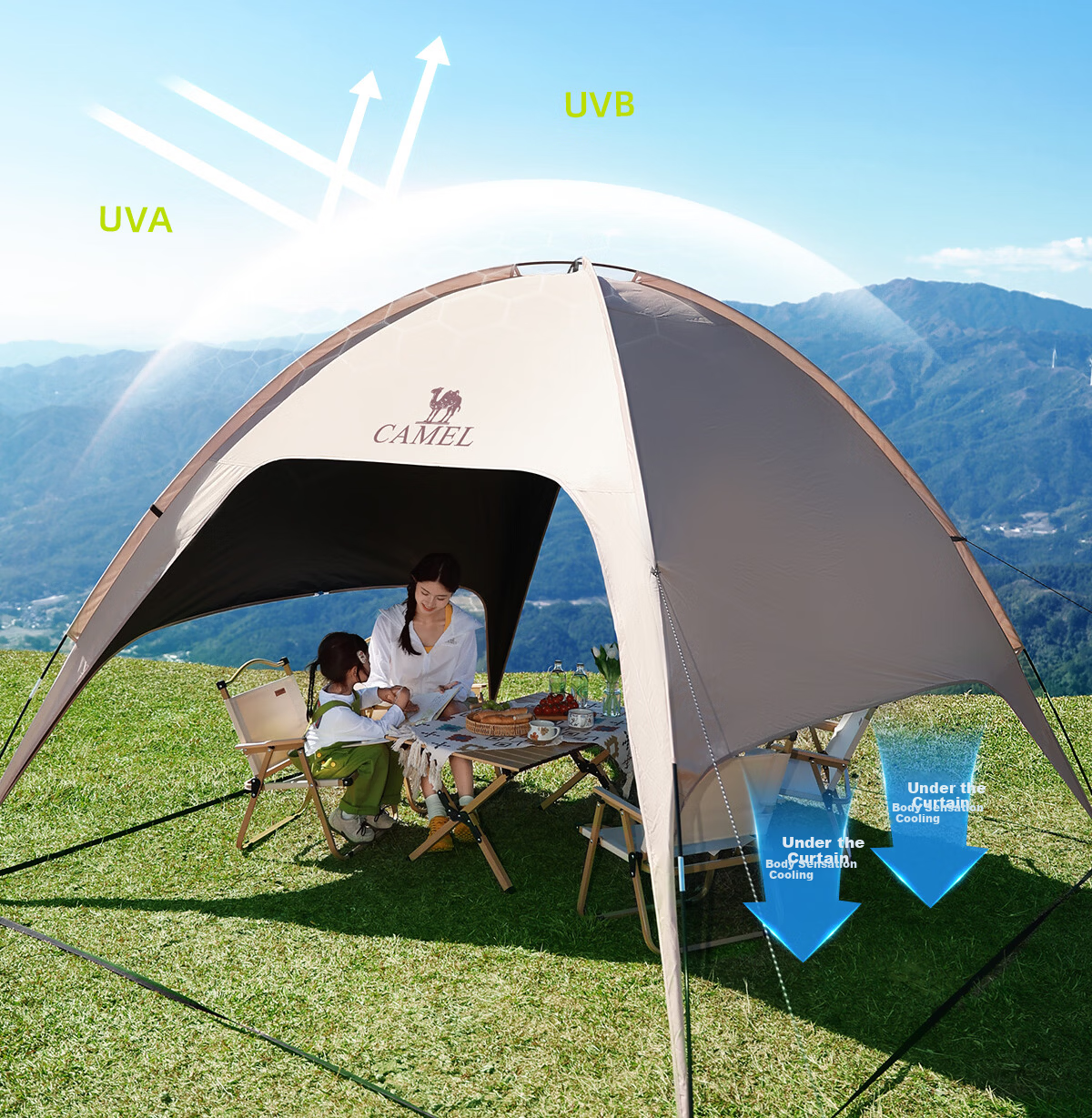 CAMEL Dome Canopy Tent Outdoor Camping Integrated Sunshade Black Coated Easy Quick-Open Umbrella Fabric 2025 New Model 4002 10