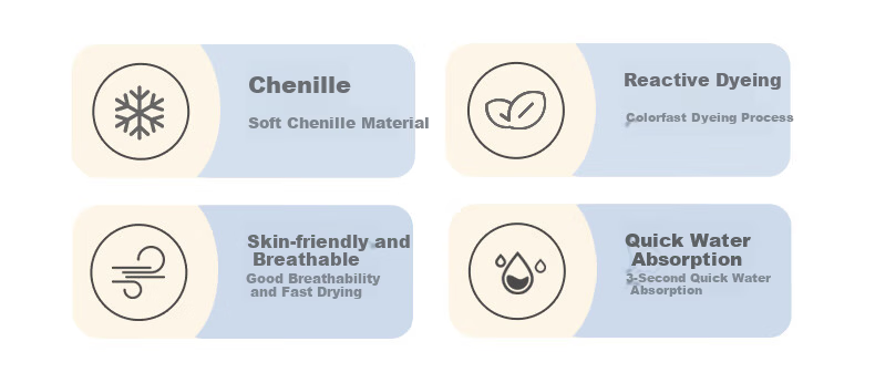 Grace Pure Cotton Towel, 34*34cm*4 Pieces, Kitchen Hand Towel, Baby Face Wipe, Sweat-Absorbing Small Towel 3