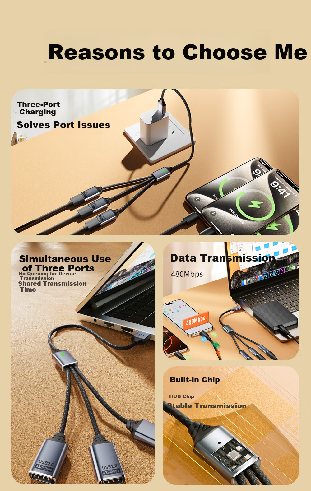 Smorss USB to Type-C Adapter OTG Converter for Apple iPhone 16/15 Charging Data Cable CarPlay Headphones USB Drive Huawei Smartphone Tablet Laptop 2