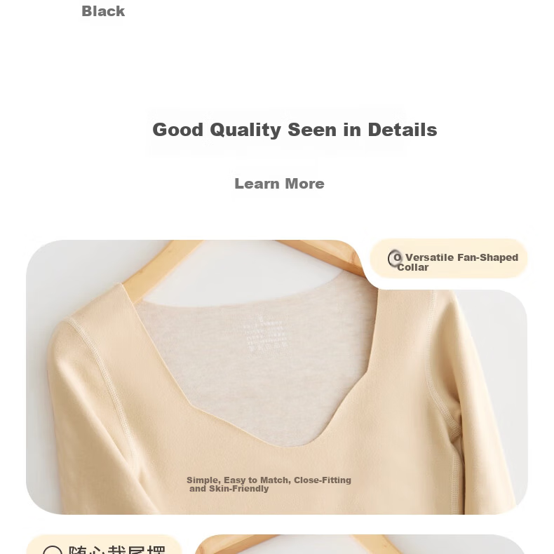 Urban Beauty Women's Thermal Underwear Set Autumn Top and Bottom Winter Cashmere Silk Seagull Collar Fleece Thickened Derong Heating Set 18
