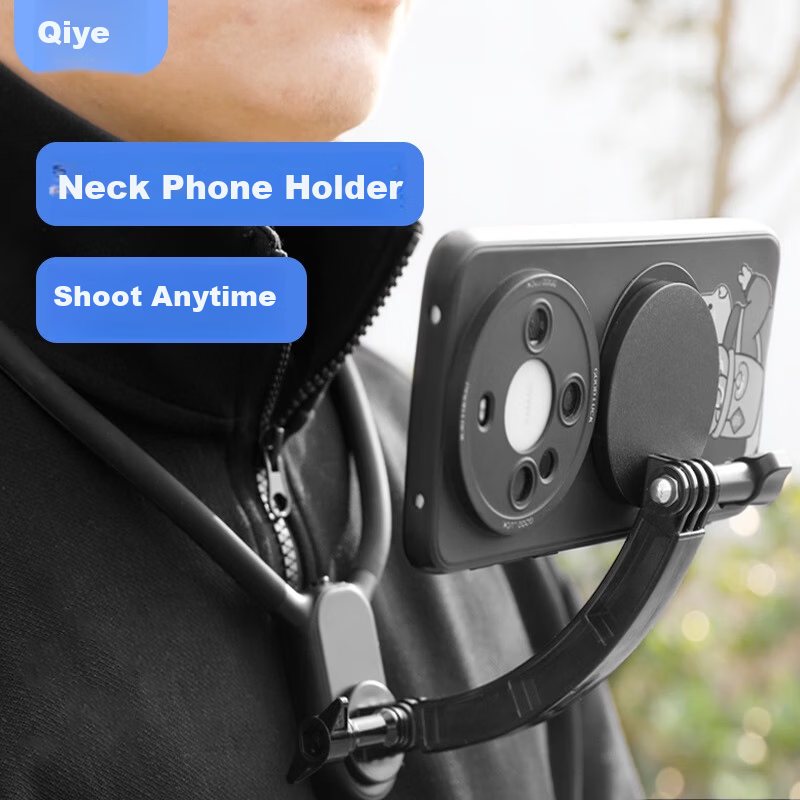 Qiye Magnetic Neck Phone Holder Magsafe Compatible First-Person Live Streaming Video Recording Extended Repair Unboxing Stand
