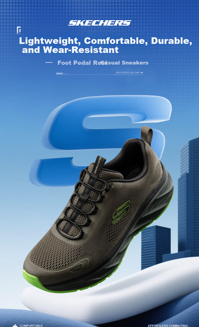 Skechers Men's Breathable Lightweight Running Shoes 2025 Spring Summer New Mesh Shock Absorption Sneakers 1