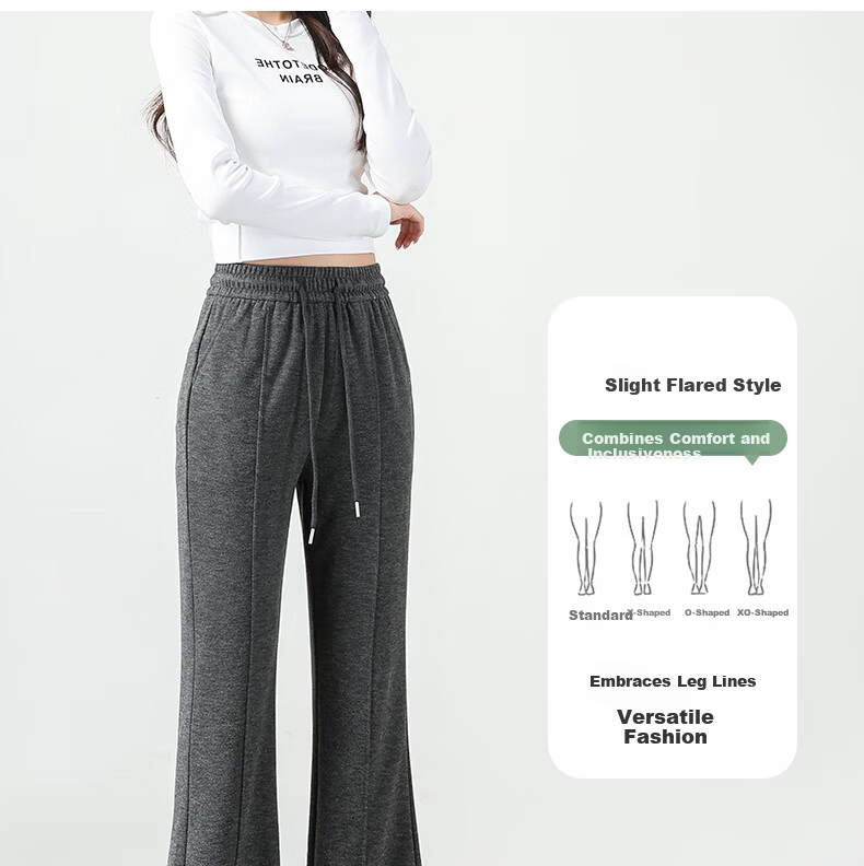 BOPRUIEY Women's Micro Flare Sweatpants, Spring And Summer 2026 Thin Style, Draping Slimming Mid-Rise Embroidered Flared Pants Casual Trousers for Wome 8