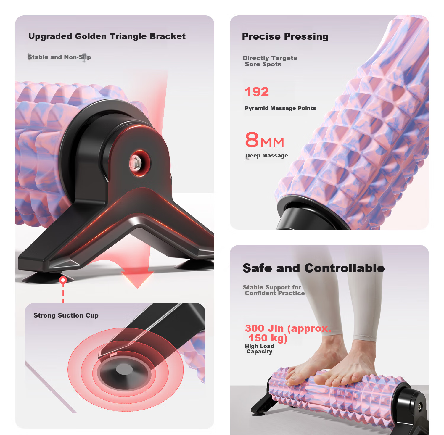 Yottoy Bracket Foam Roller Stick Fixed Wolf Tooth Professional Massage Roller Fitness Tool Yoga Column Camouflage Pink 5