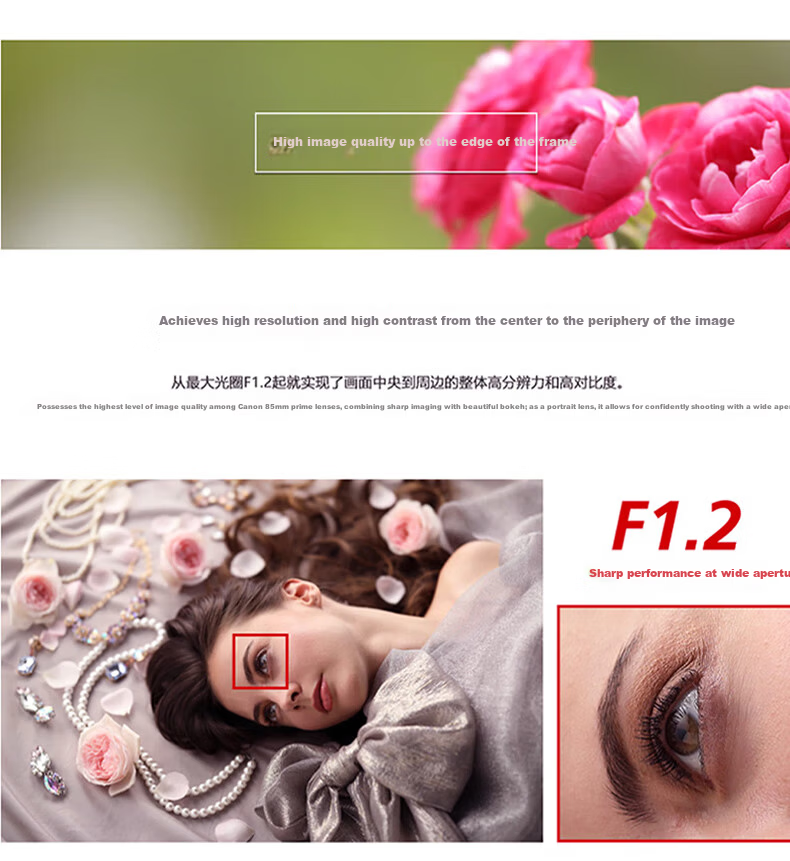 Canon RF85mm F1.2 L USM DS Full-Frame Mirrorless Lens Medium Telephoto Prime L-Series Large Aperture Smooth Bokeh Filter Protective Kit 6