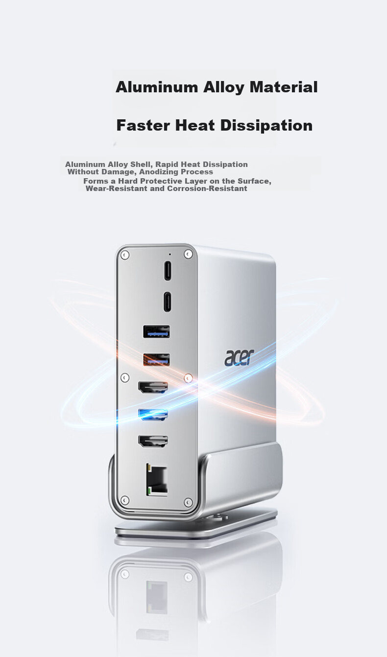Acer Type-C Vertical Dock Triple Display HDMI 4K60Hz Gigabit Ethernet USB 3.2 Hub for MacBook Android Huawei Laptop Expansion 1