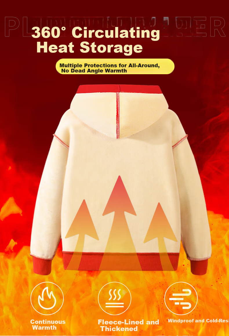 TonLion Girls' Fleece-Lined Hooded Sweatshirt Autumn Winter Casual Thickened Durable Warm Jacket Pumpkin Orange 130 2