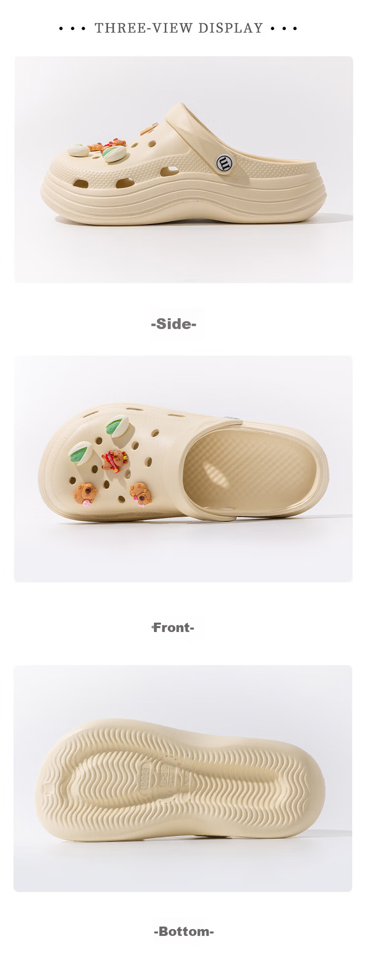 Darsi Xiansen Women's Summer Outdoor Hole Shoes Beach Sandals Simple Non-Slip EVA Thick Sole Outdoor Closed-Toe Slippers 13