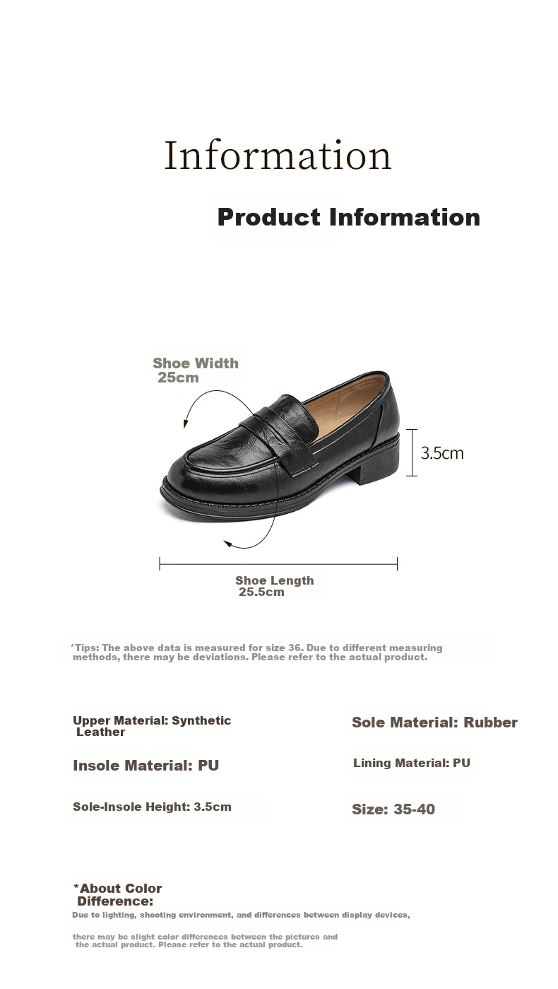 DAPHNE British Style Black Leather Shoes for Women, 2026 New Summer Thick Mid-Heel Loafers, Commuter Work Slip-On Flats 4