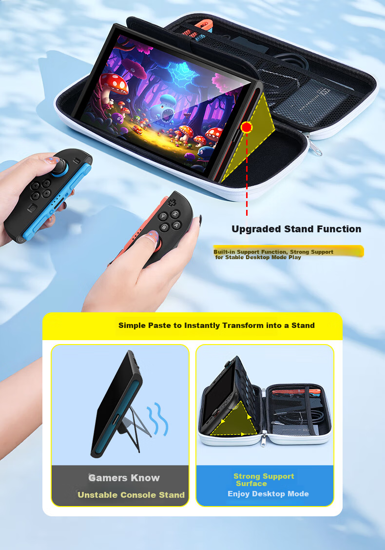 Jemdo Nintendo Switch 2 Storage Case, NS2 Game Console Protective Cover, Hard Shell Storage Bag, Multifunctional Portable Storage Box with Stand, Accessory 16