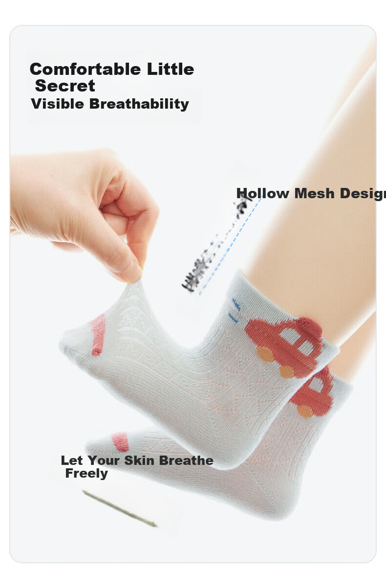 Nido Bear Kids Summer Mesh Socks Boys Cotton Breathable Baby Mesh Socks Loose Top Cotton Socks Infant Socks 11