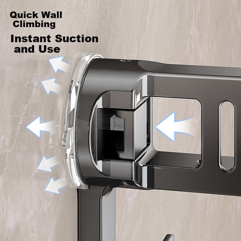 JiaDu Suction Cup Storage Rack Kitchen Storage Rack Bathroom Shelf Invisible No-Drill Wall-Mounted Organizer