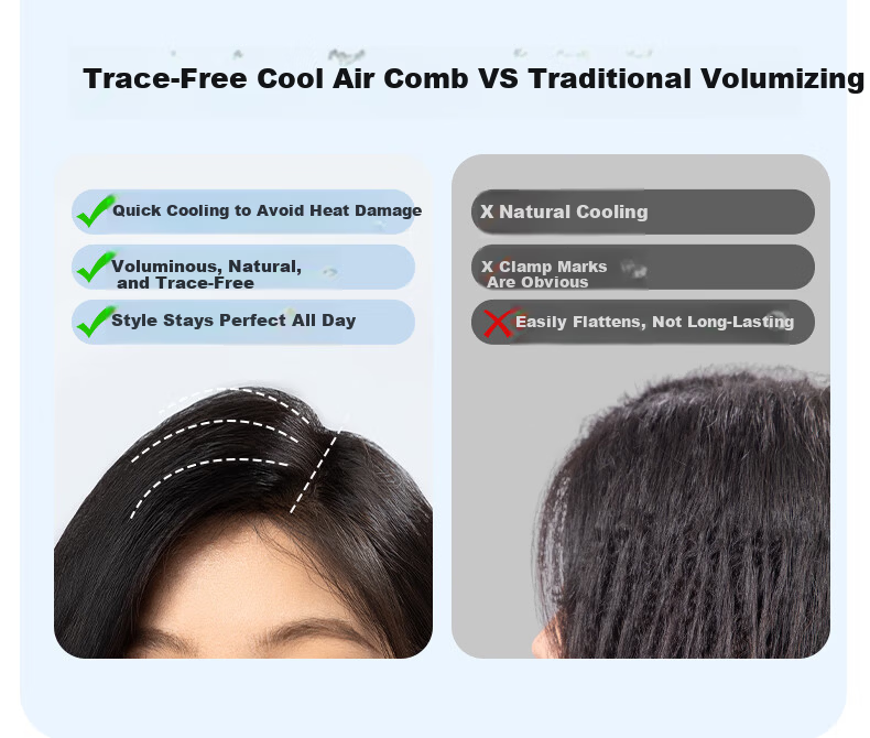 MinHuang 【All-in-One】Negative Ion Straightening Comb Cold Air Curved Hair Straightener Bangs High Crown Three-in-One Curling Iron XN-Z19 4