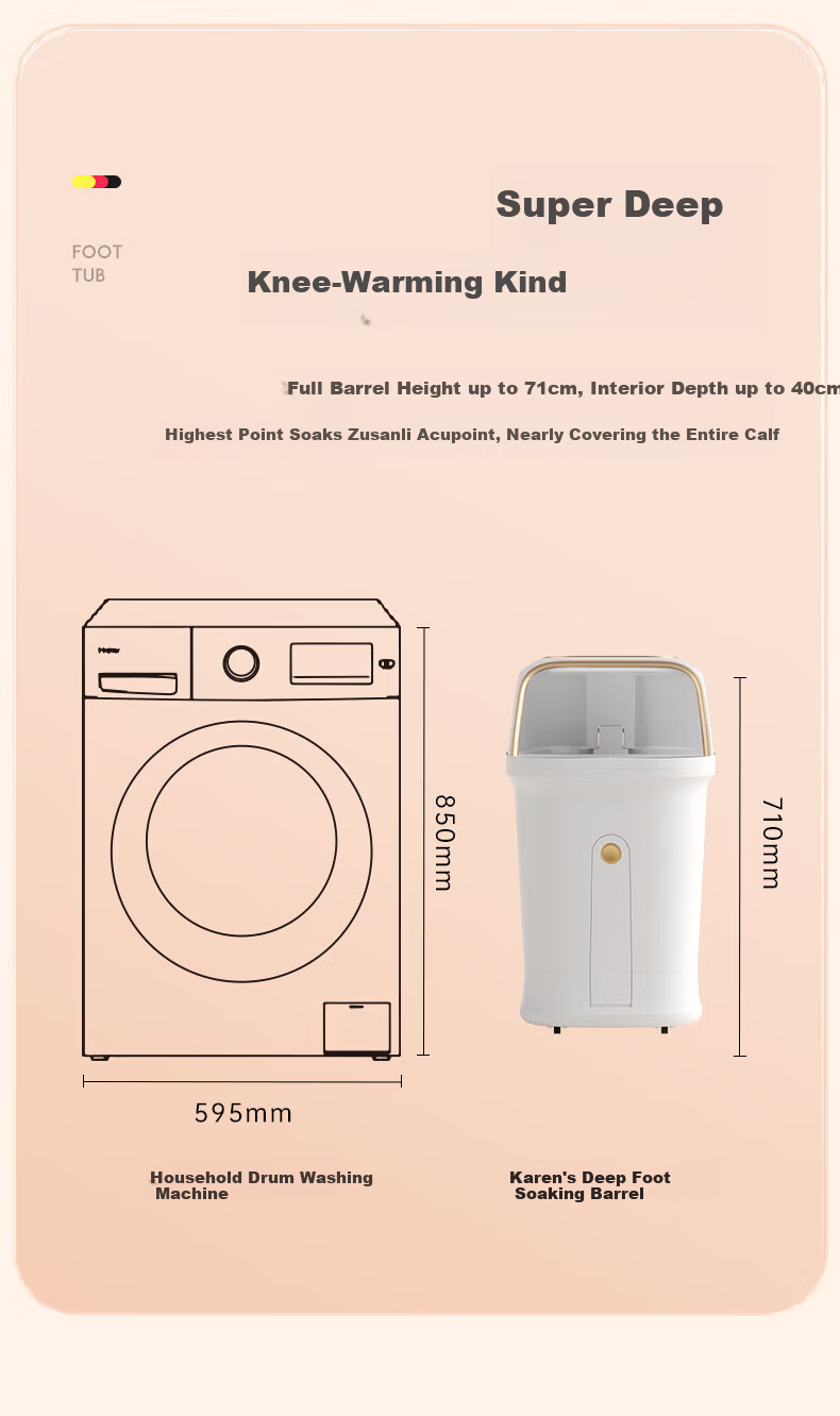 CLORIS Germany 71CM Deep Foot Soaking Tub with Over-Knee Steam Foot Bath, Fully Automatic Electric Massage Heating Foot Basin, Mother's Day Gift F988 26