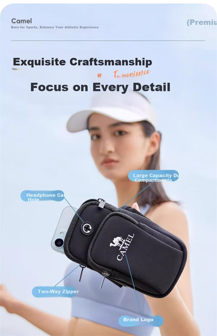 CAMEL Running Armband Phone Holder Unisex Sports Outdoor Wrist Bag Light Gray 5