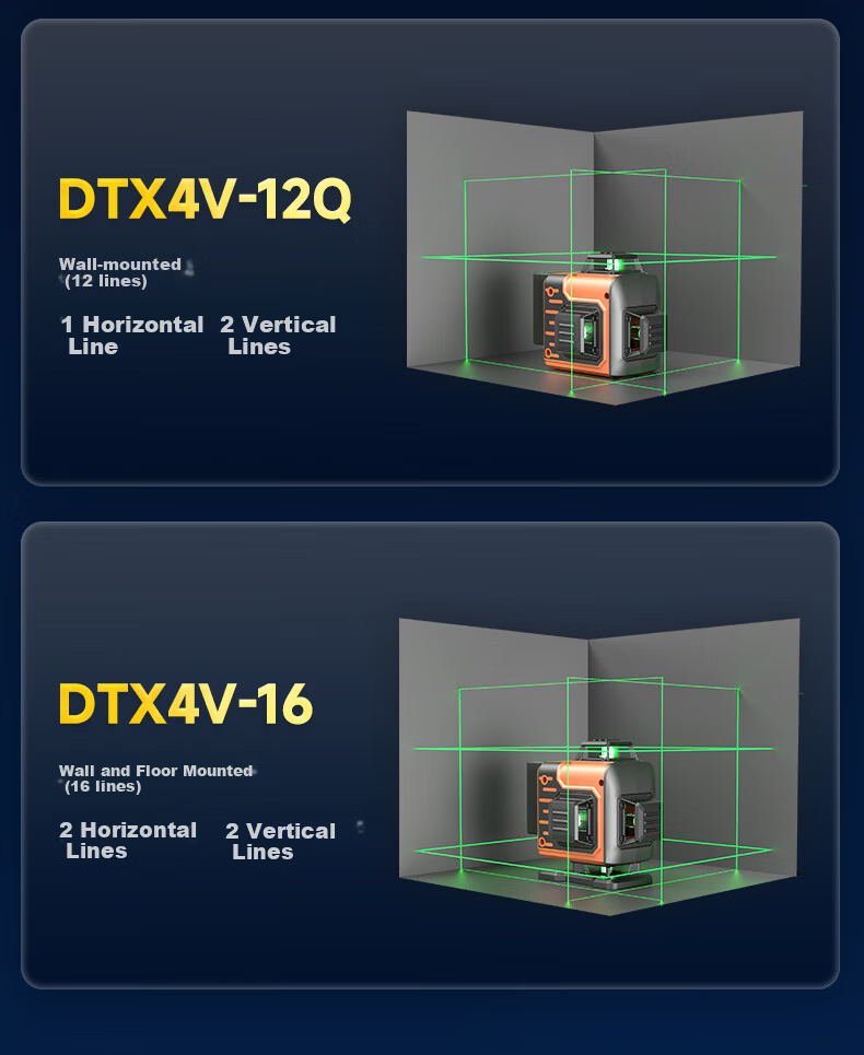 Dongcheng 12-Line Laser Level Infrared High-Precision Auto-Leveling Strong Light Horizontal Laser DTX4V-12QE 13