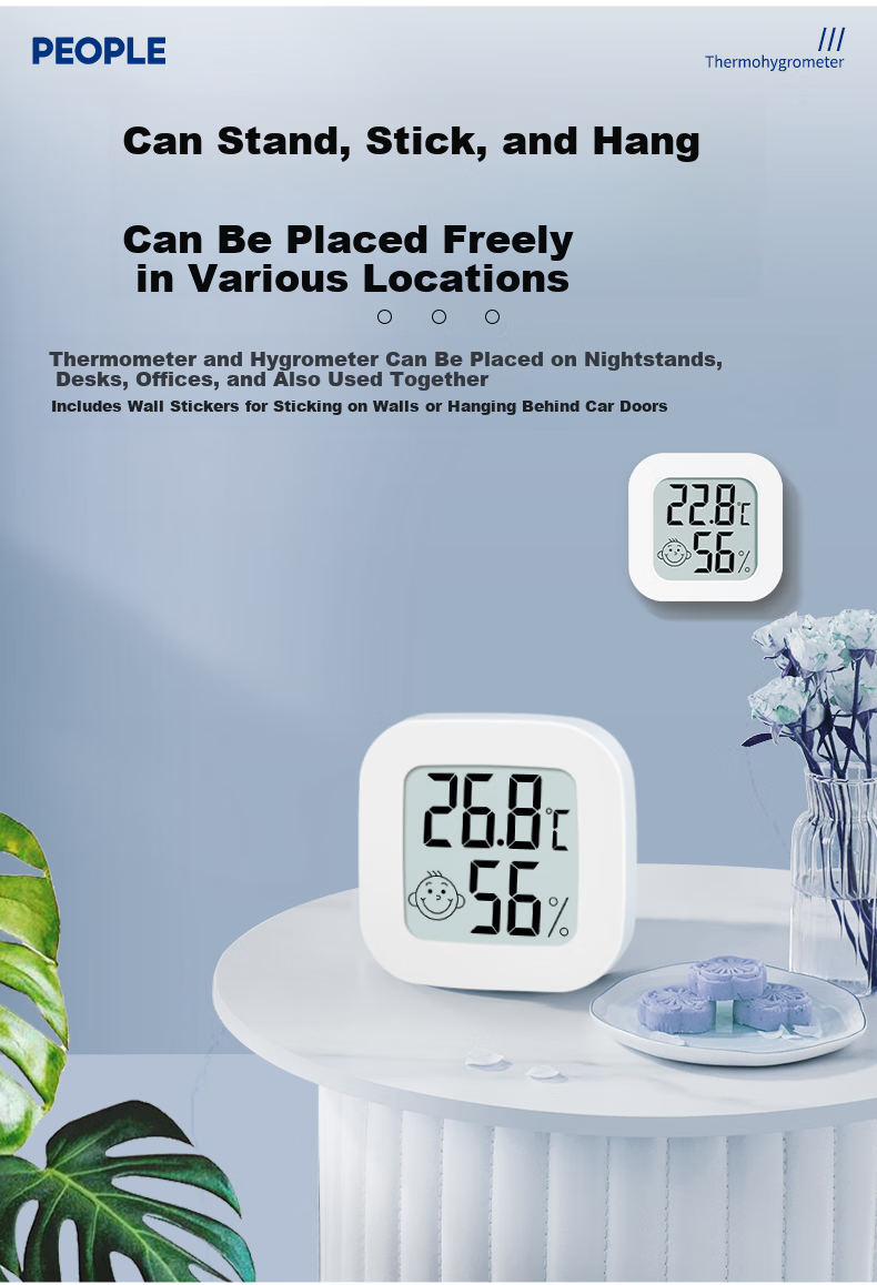 People's Home Precision Dry and Wet Hygrometer Indoor High-Precision Wall-Mounted Thermometer for Mothers and Children RE-W1012A 8