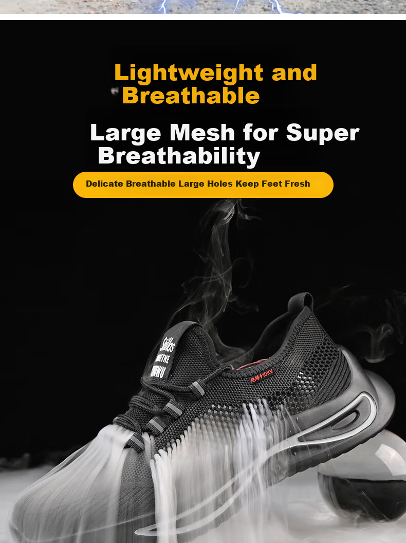 LAOGUANJIA Men's Summer Breathable Work Shoes with Fiberglass Toe Cap, Anti-Smash, Anti-Puncture, Electrician Insulated 10KV Safety Shoes for Women, Size 36, Length 270mm 4