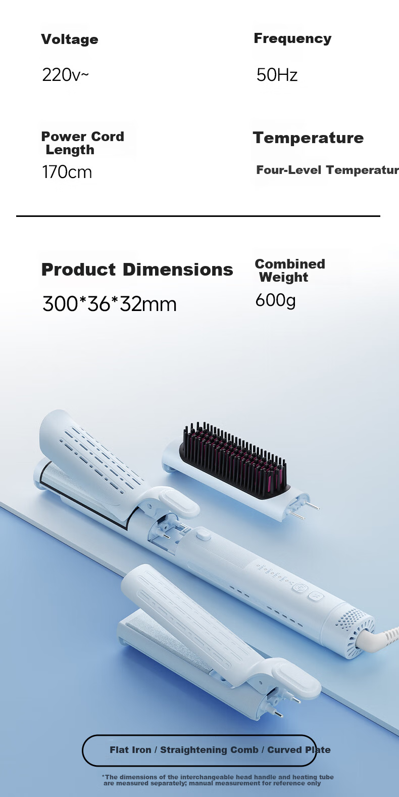 MinHuang 【All-in-One】Negative Ion Straightening Comb Cold Air Curved Hair Straightener Bangs High Crown Three-in-One Curling Iron XN-Z19 13