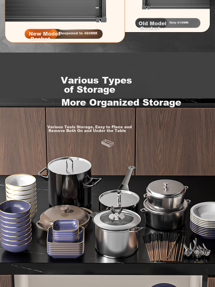 Sijimuge Pull-Out Double-Layer Aluminum Alloy Deepened and Heightened Kitchen Cabinet Drawer Basket Spice Rack 7