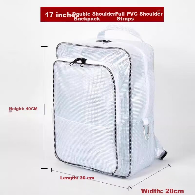 BAIGE Full PVC Dust-Free White 17-Inch Small White Mesh Dust-Free Room Workshop Storage Transparent Backpack Tool Bag 9