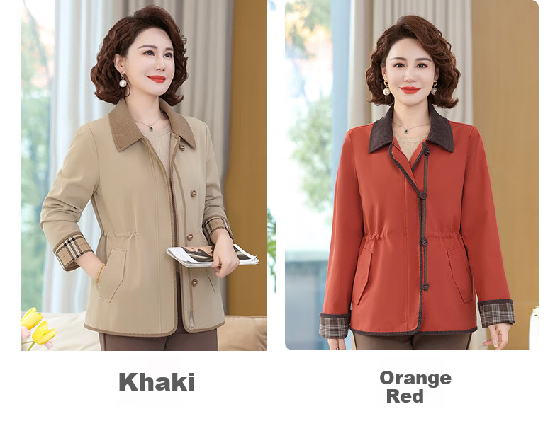 Qiufuluo Mama Spring 2026 New Loose Jacket Middle-aged and Elderly Women's Spring and Autumn 50s 60s Windbreaker Casual Stylish Coat 3