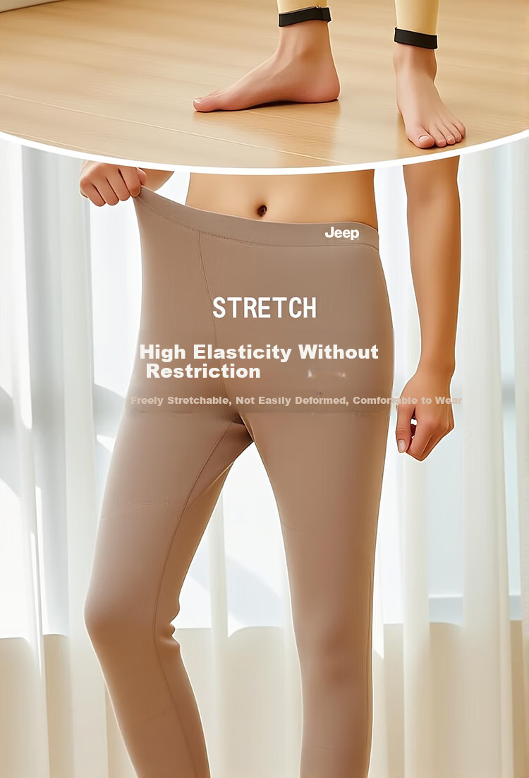 JEEP New Year Gift Men's Warm Fleece-Lined Thickened Autumn Winter Knee-Protective Large Size Slim Fit Thermal Cotton Pants 8