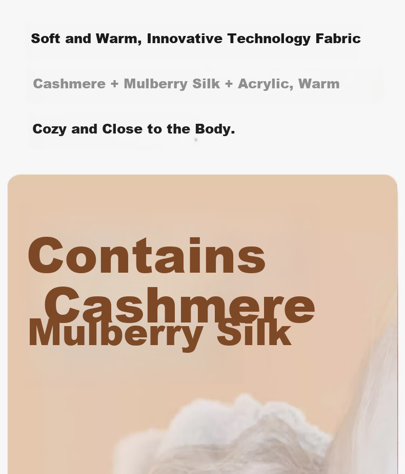LangSha Acrylic Heating Fiber Seamless Thermal Underwear Women's Wool Mulberry Silk Winter Top Black XL 6