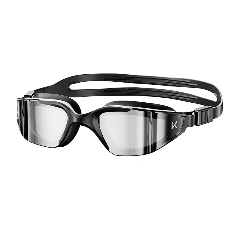 Keep Swimming Goggles HD Waterproof Anti-Fog Durable Unisex Adult Swimming Glasses 060 Titanium Crystal Black Silver Plano