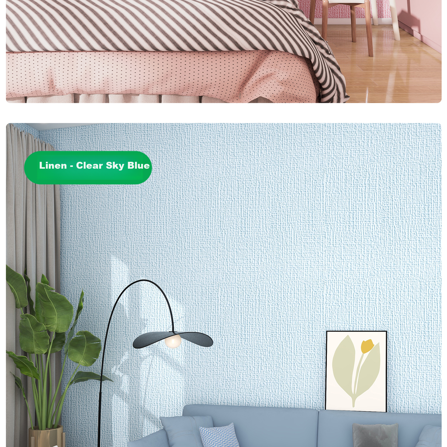 Washi 2026 New Self-Adhesive Waterproof Moisture-Proof Wallpaper Bedroom Wall Sticker Linen Beige 0.5*2.8m 25