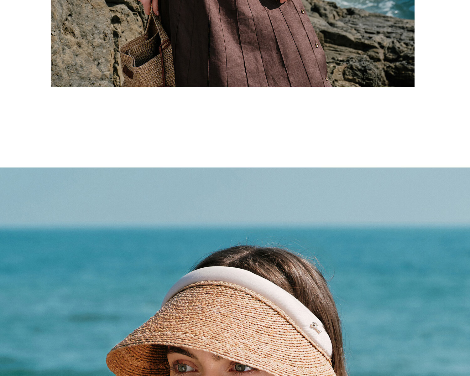 FANCET Women's Summer Open-Top Breathable Hand-Crocheted Raffia Sun Hat Wide Brim UV Protection Sunshade Hat 35