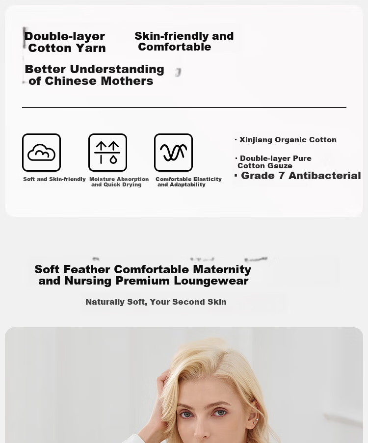 Ying's Maternity Postpartum Set Autumn New 10A Antibacterial Double-Layer Cotton Gauze Nursing Pajamas Homewear Set Pink L 1