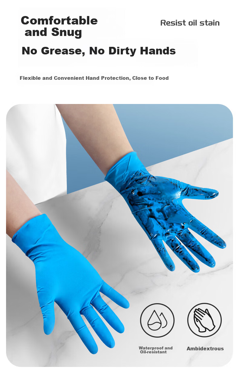 WorkSure Disposable Nitrile Gloves Waterproof Cleaning Mechanical Factory Thickened Durable Extended Laboratory Industrial OWSWNL6.5g 12-inch 100pcs/Box L 5