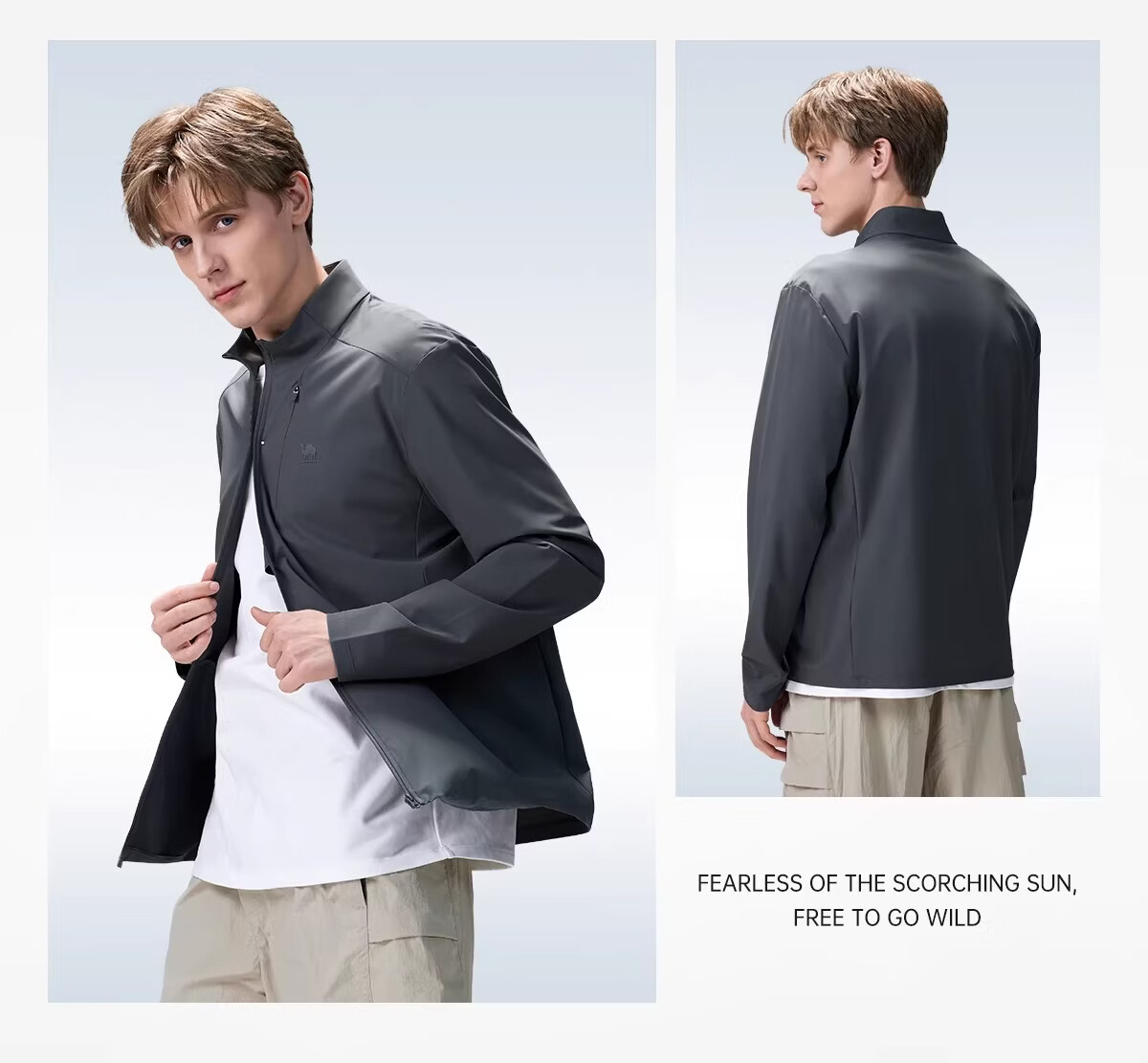 Camel Women's Stand Collar Sun Protection Jacket 2026 Spring Summer New Original Yarn Cool Breathable Sports Casual Short Jacket for Men 52