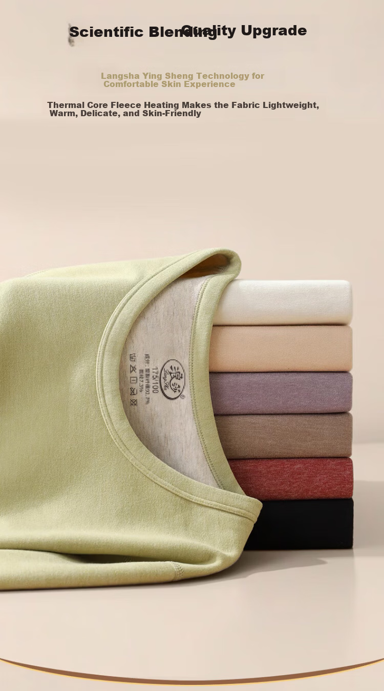 LangSha Women's Autumn Thermal Base Layer 10A Antibacterial Mite-Resistant Double-Sided Fleece Warm Top Thermal Underwear 4