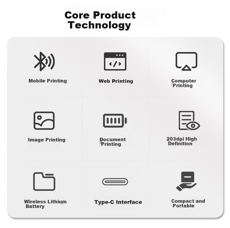 NTEUMM A4 Compact Portable Home Printer Wireless Bluetooth Mini Printer XL-P808 Double-Sided Printing for Students Homework and Notes 1