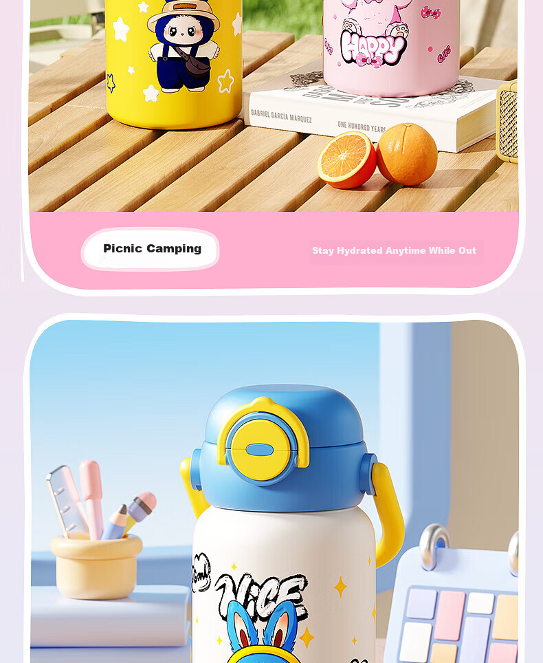 Licheers Kids Insulated Water Bottle for Ages 3-6-12, Student Thermos Cup, Kindergarten Insulated Water Flask, Baby Drinking Thermos Bottle 21