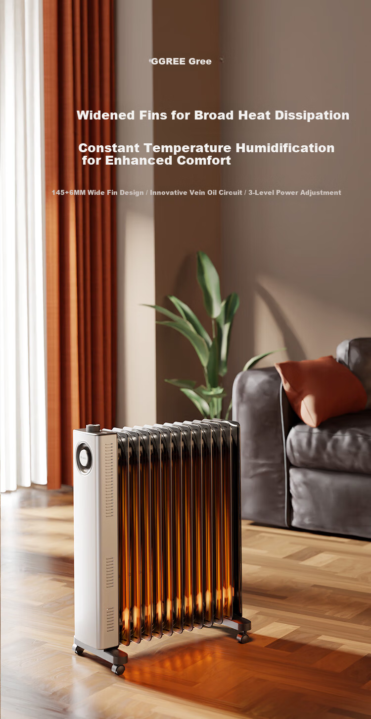 GREE Annual Best-Selling Electric Oil Heater Vertical Electric Heater Large Area Humidifying Wide Plate NDY23-X6022 1