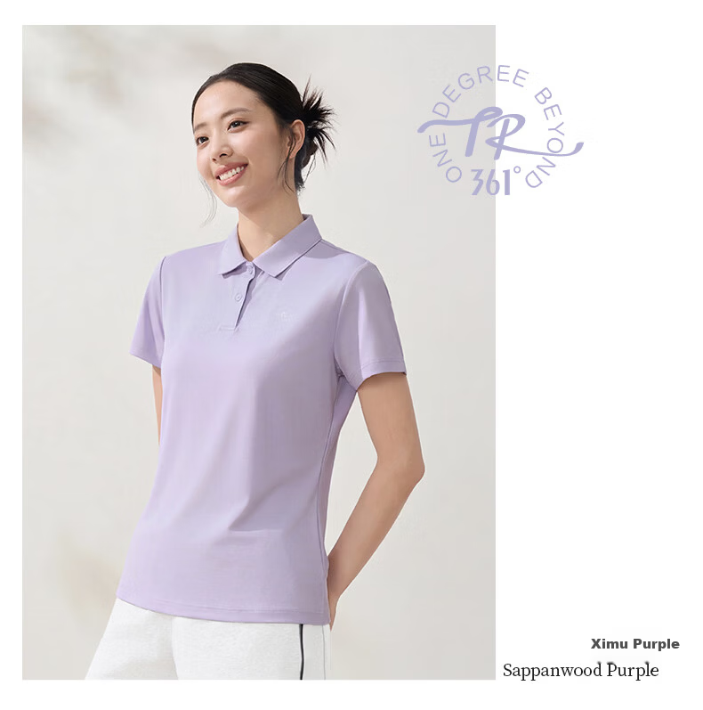 361° Women's Short Sleeve T-Shirt Spring Summer Quick-Dry Polo Shirt Sports Running Training Top 662624112H-1 14