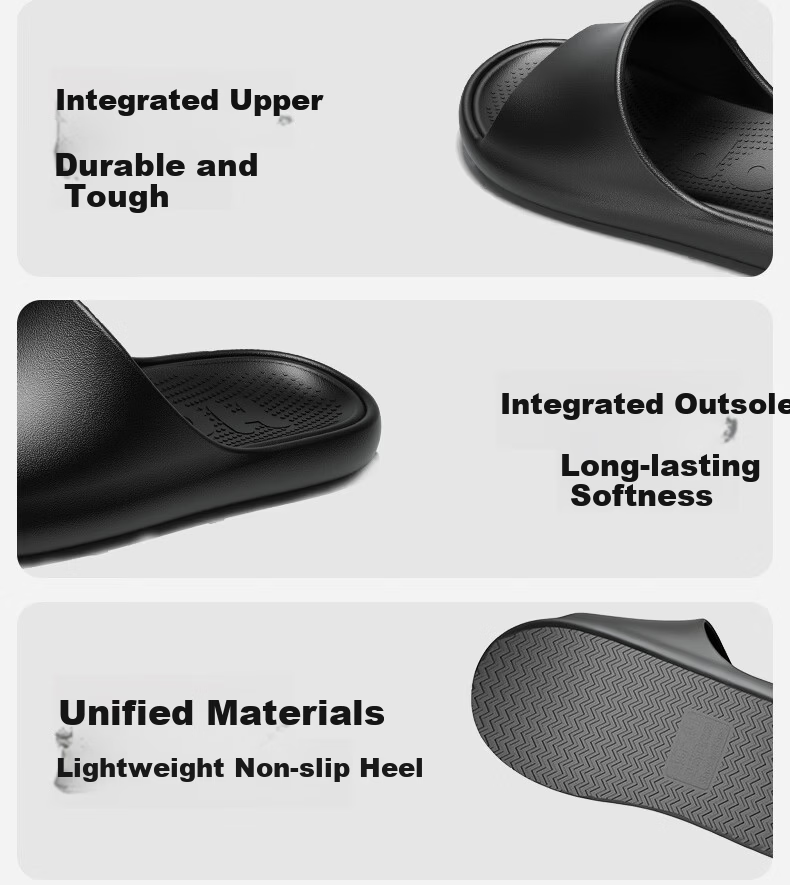 HIPANDA Non-Slip Soft Sole Slippers Durable Couple Home Bathroom Indoor Shower Slippers Dark Night Black Size 40-41 5