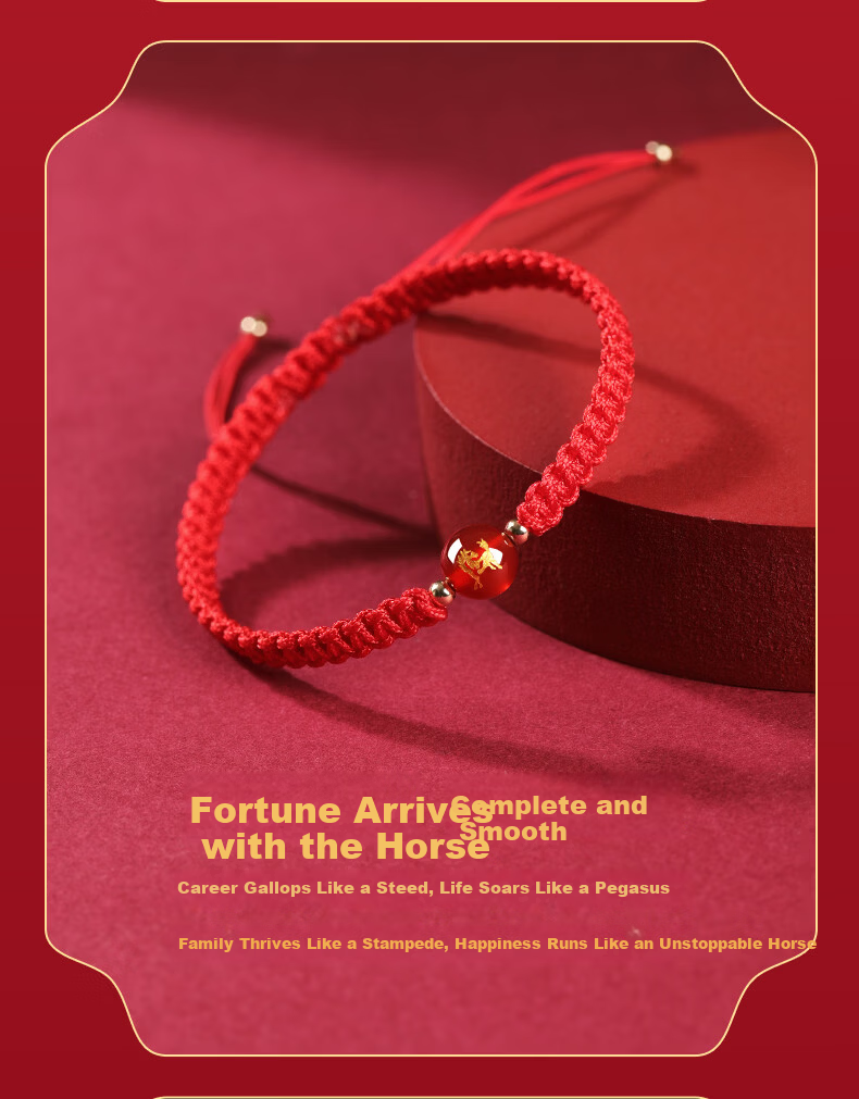 Jinshiling 2026 Year of the Horse Zodiac Bracelet Unisex Lucky Red String Bracelet Wealth and Fortune New Year Gift 11