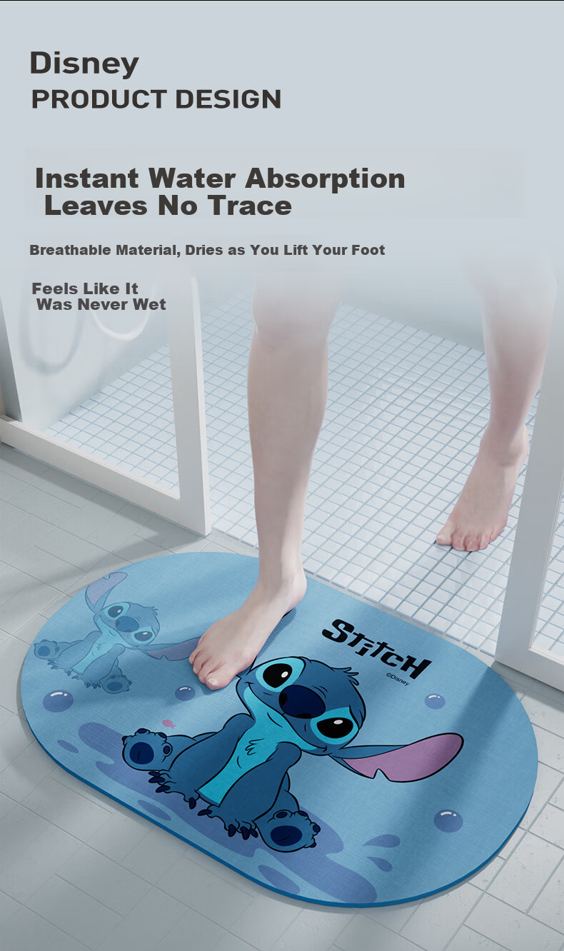 Disney Bathroom Mat Non-Slip Diatom Mud Cartoon Absorbent Quick-Dry Toilet Door Floor Mat ST45 3