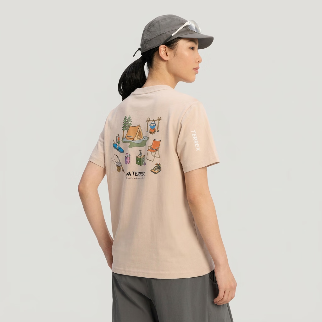 Adidas Outdoor Series Women's XPL W CAMP T Short Sleeve T-Shirt KE3704 Brown XS